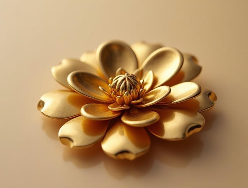 Elegant floral design brooch made of polished brass, perfect as an accessory